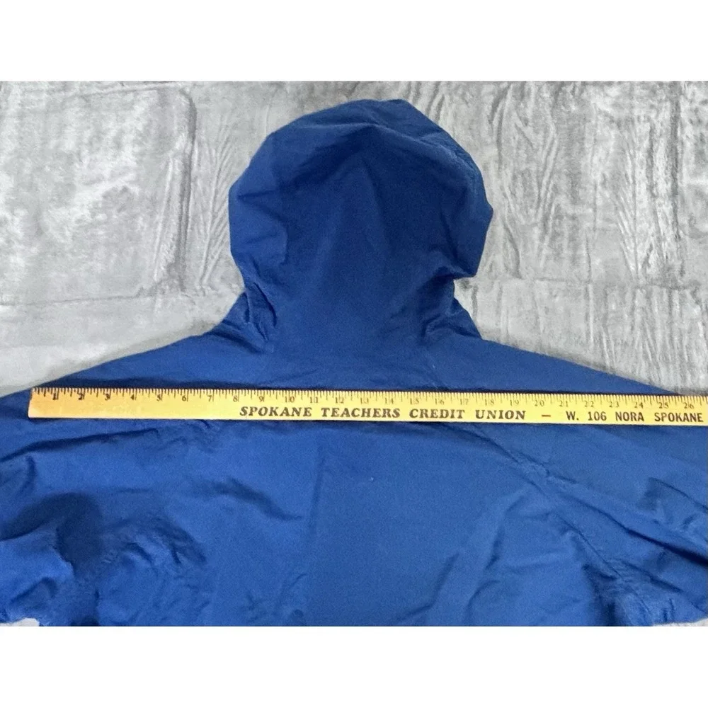Vintage REI Mens Hooded Nylon Jacket Blue Full‎ Zip Snap Front Outdoor Coat L